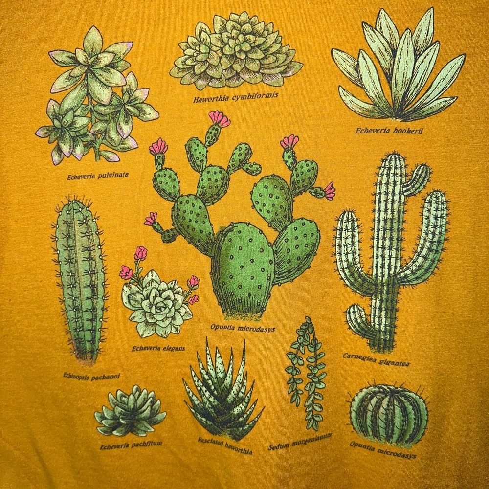 Fifth Sun Women’s Mustard Succulent Tee Size M - Picture 3 of 5